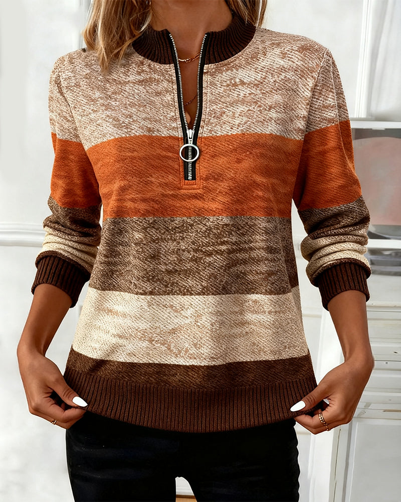 Swearshirt À Col Montant Et Rayures