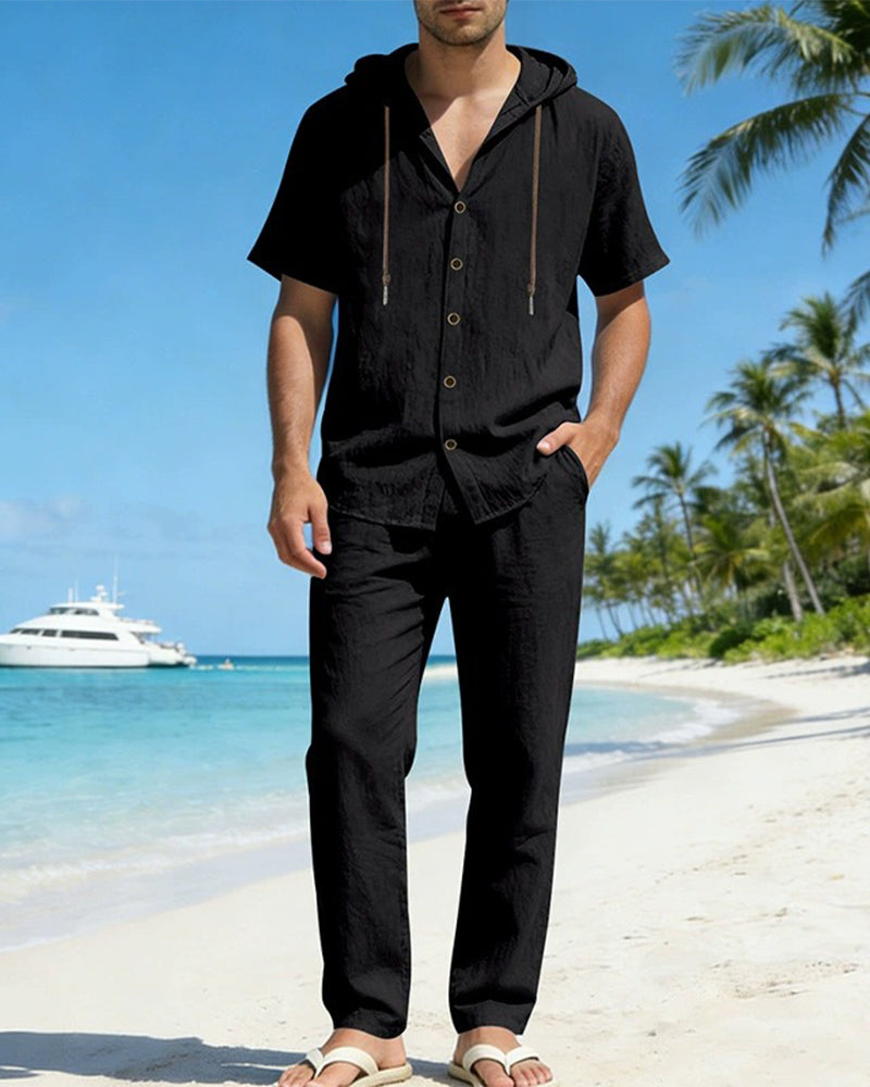 Ensemble Deux Pièces À Capuche Léger Pour Homme Pour Une Tenue Décontractée Estivale