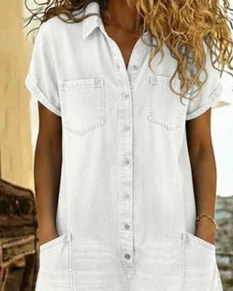 Combinaison Court Manche Denim