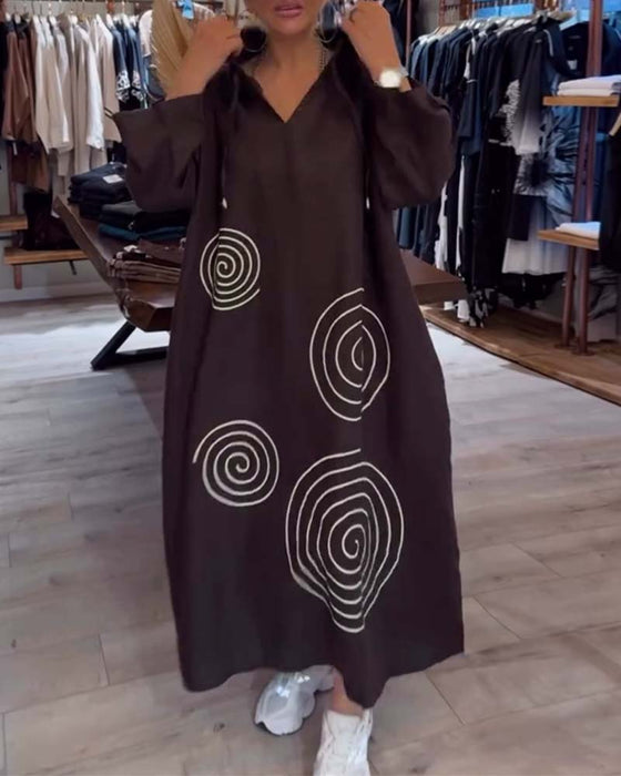 Robe À Capuche Manches Longues Large