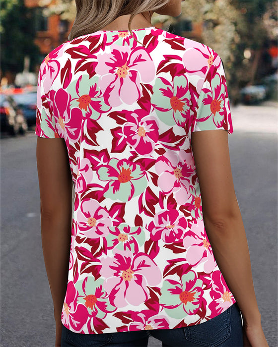T-Shirt Col En V Confortable Manches Courtes