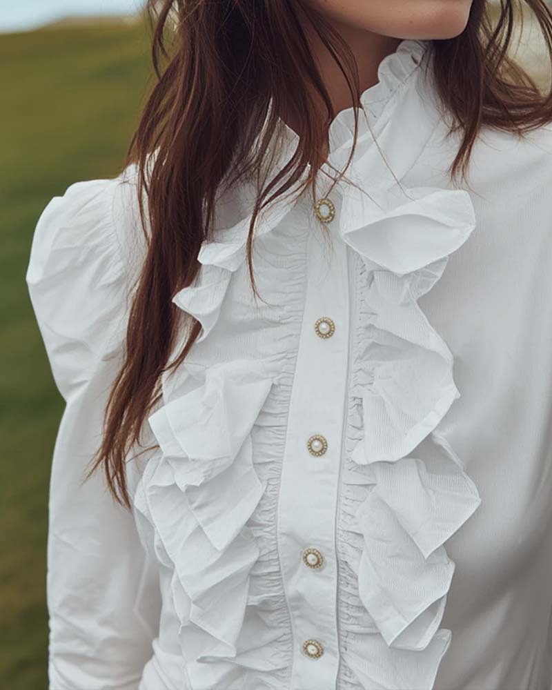 Blouse Dentelle Française Volant