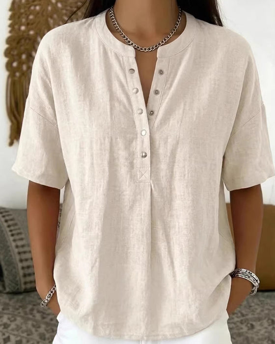 Blouse Solid Couleur Décontracté Court Manche