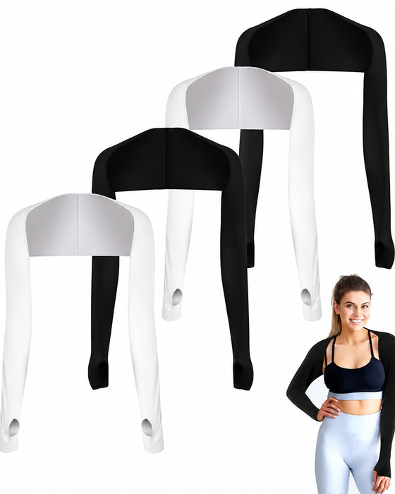 Manches De Protection UV Rafraîchissantes 4 Pièces Pour Femme Avec Trous Pour Les Pouces