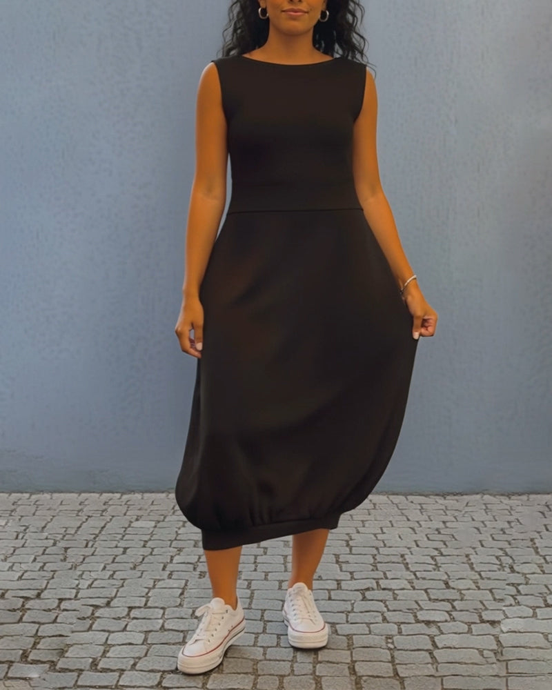 Robe Sans Manches Unie Lanterne