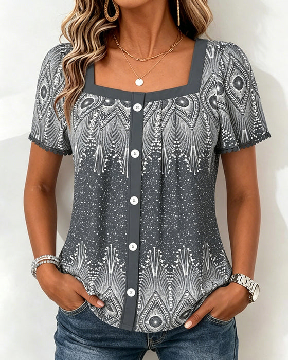 T-Shirt Bohème Carré Encolure