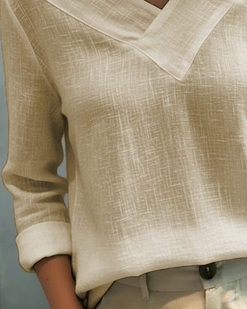 Haut Élégant Col V Décolleté Bretelle Tombante