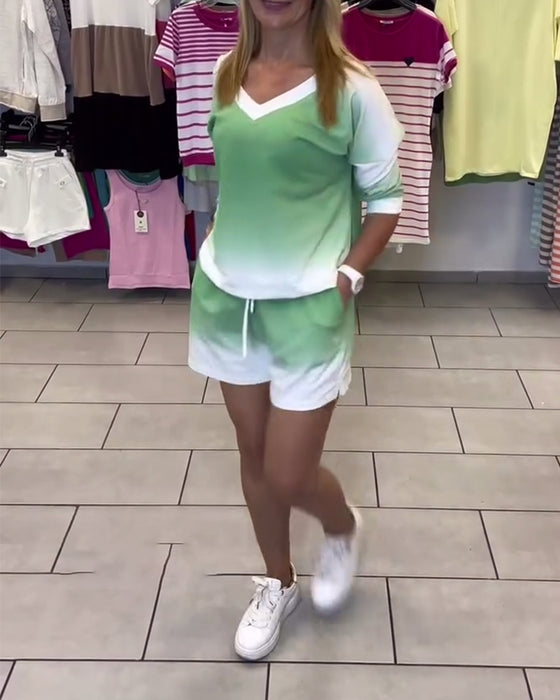 Set Manches Longues Col En V Dégradé Sport