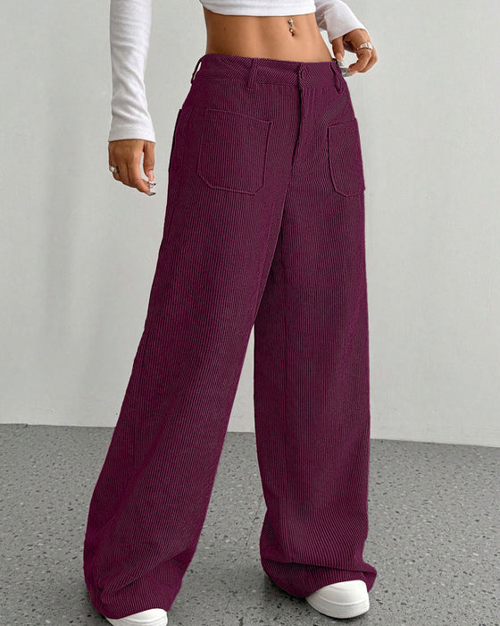 Pantalon Devant Dos Poche Unie Jambe Droite Long