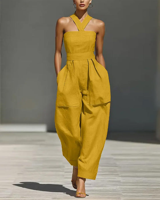Combinaison Col Halter Décolleté Épaules Larges