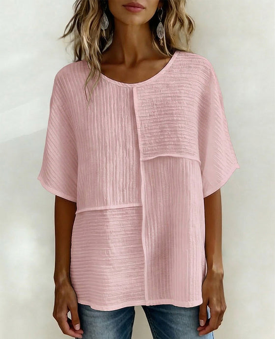 Haut Vertical Texturé Patchwork Lâche