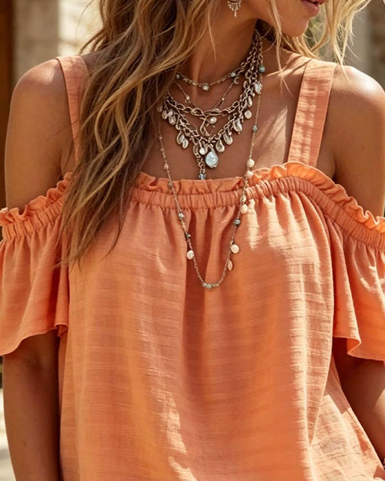 Blouse Camisole Volant Off-Épaule