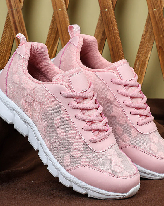 Baskets à lacets simples et respirantes de couleur unie