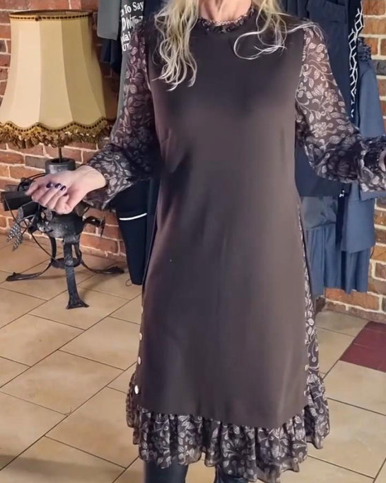 Robe À Col Rond Effet Faux Deux Pièces