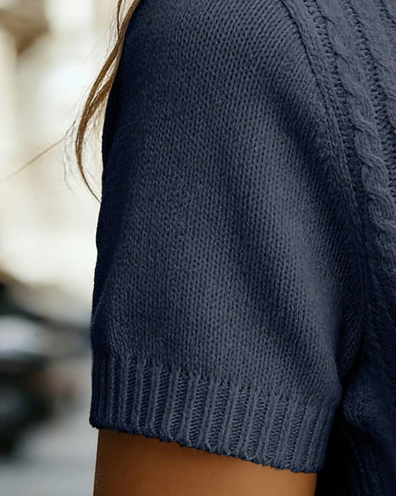 Pull-Over Argyle Manches Courtes Col En V