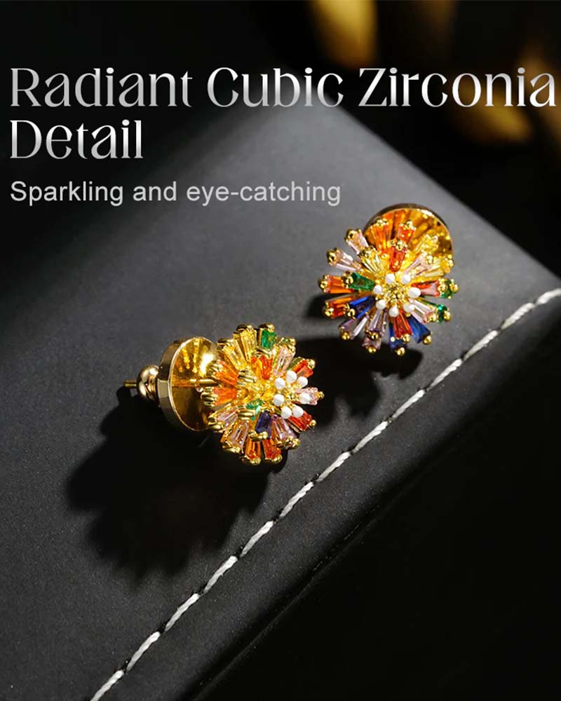 Boucles D'oreilles Clous Feu D'artifice Coloré 💎 Design Zircone & Élégant Minimaliste