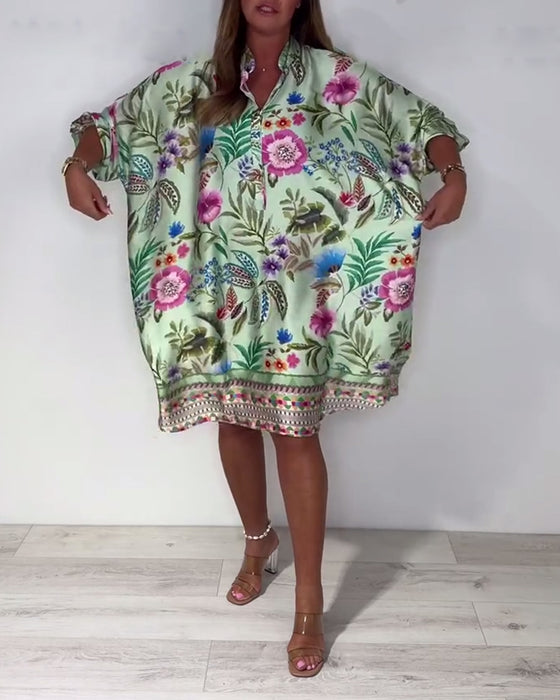 Robe Col montant Vacances Florale