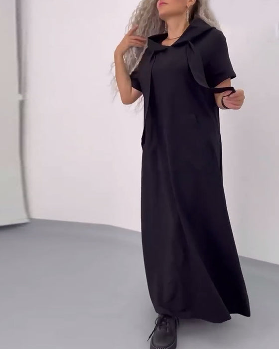 Robe Couleur Unie Sweat À Capuche Décontracté