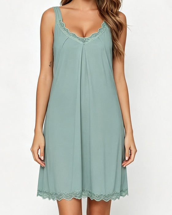 Robe De Sommeil Unie En Dentelle