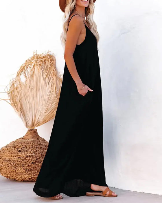 Robe Unie Lâche Poche Maxi