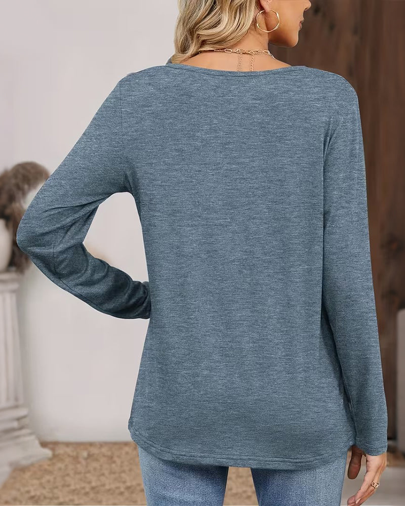 Haut À Manches Longues À Col V Et Imprimé