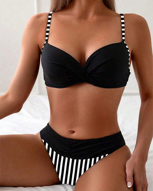 Bikini Sexy Rayé Contraste Triangle