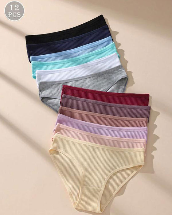 Culotte Femme Respirante Texture Rayée Verticale Confortable Tendance Taille Moyenne