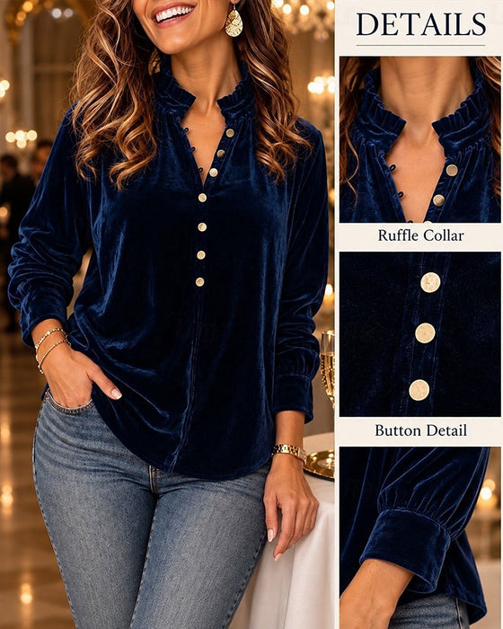 Blouse Unie Bouton Élégante