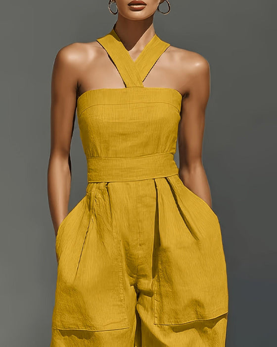Combinaison Col Halter Décolleté Épaules Larges