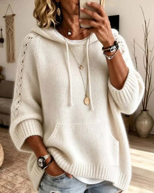 Pullover Capuche Évidé Poche