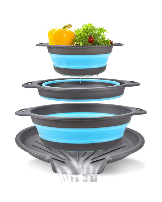 Ensemble Passoire Égouttoir De Cuisine Pliable Avec Plateau D'Égouttage