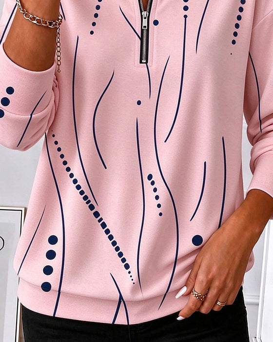 Sweatshirt Fermeture Éclair Ligne Col Rond