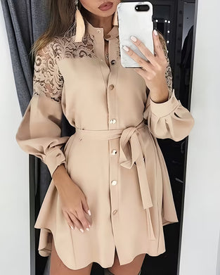 Robe Patchwork De Dentelle À La Mode