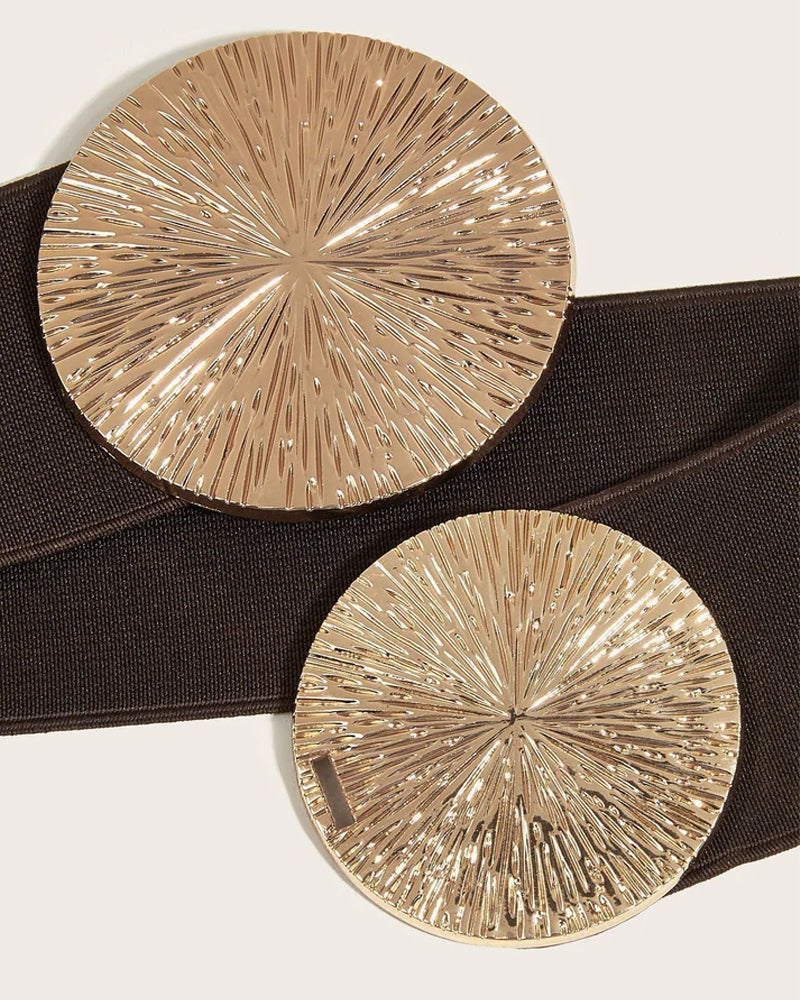 Ceinture Vintage Élastique Pour Femme Avec Boucle Dorée