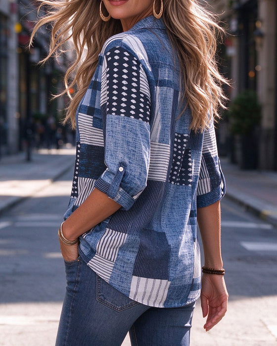 Chemise Revers Boutonnage À Carreaux