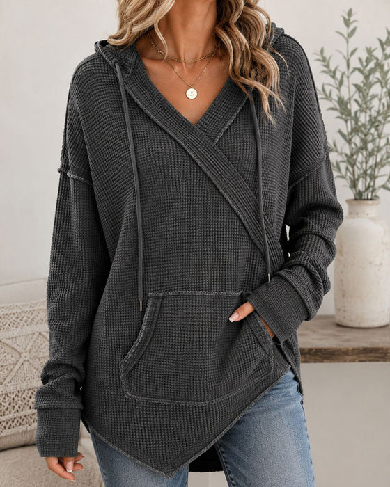 Sweat À Capuche Gaufré Cordon Poche