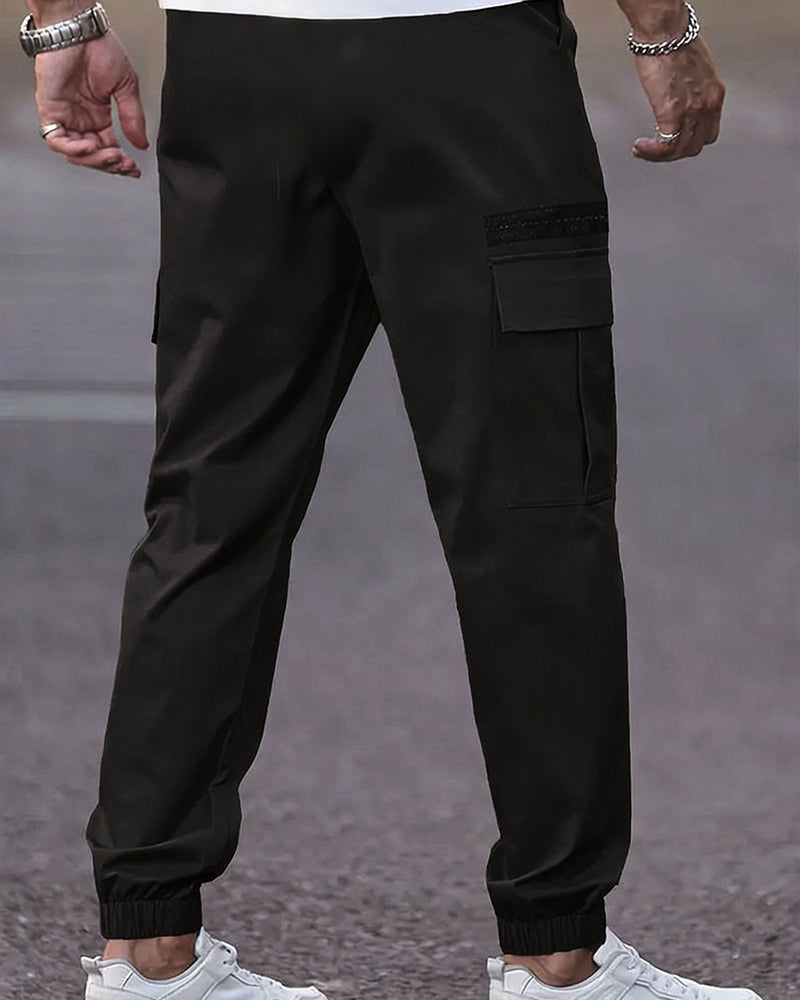 Pantalon Homme Poignet Élastique Unie Décontracté