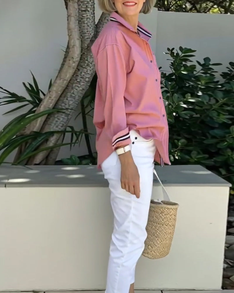 Chemise Manches Longues Col Boutonné Avec Poche