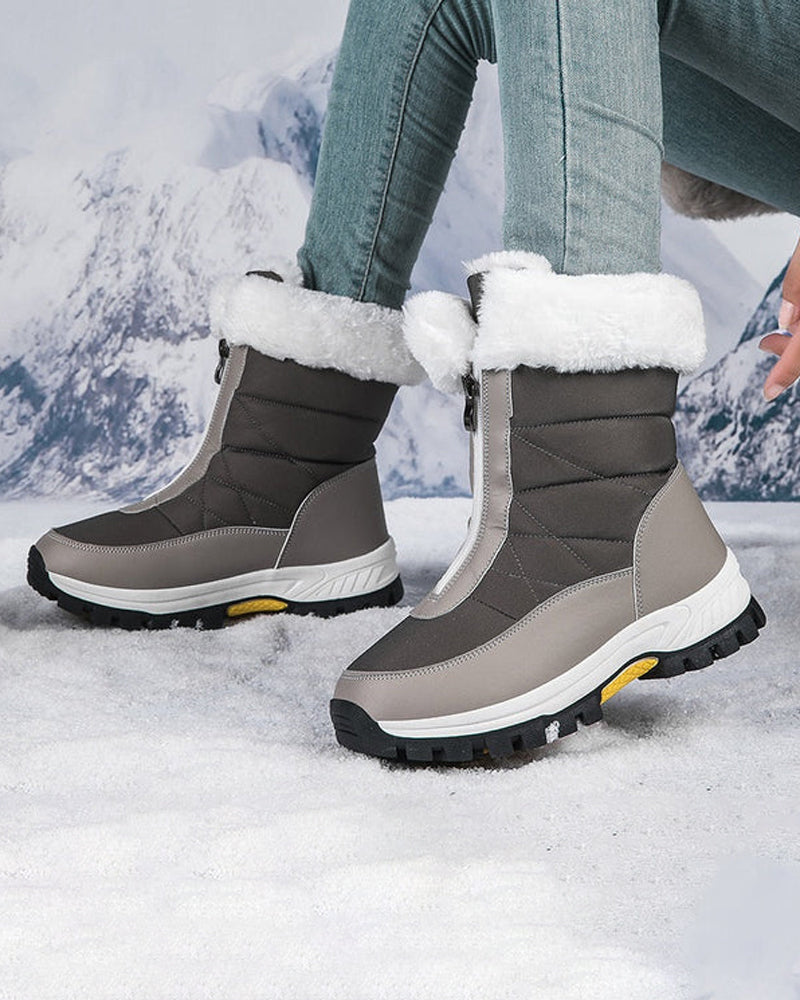 Bottes De Neige Chaudes Antidérapantes À Fermeture Éclair Pour Femmes