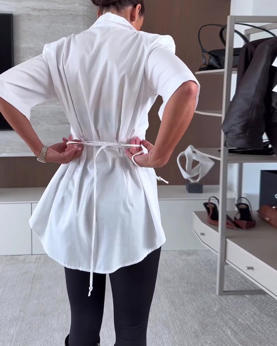 Chemise Ajustée Manche Coude Revers Longue