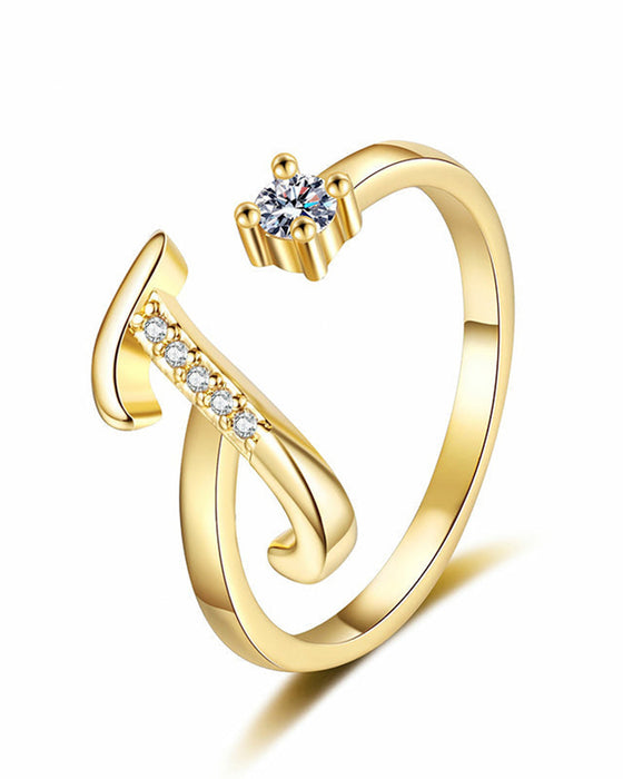 Bague Réglable Scintillante Avec Initiale Pour Femmes