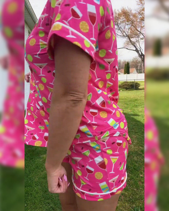 Ensembles Deux Pièces Bouteille De Vin Imprimé Décontracté