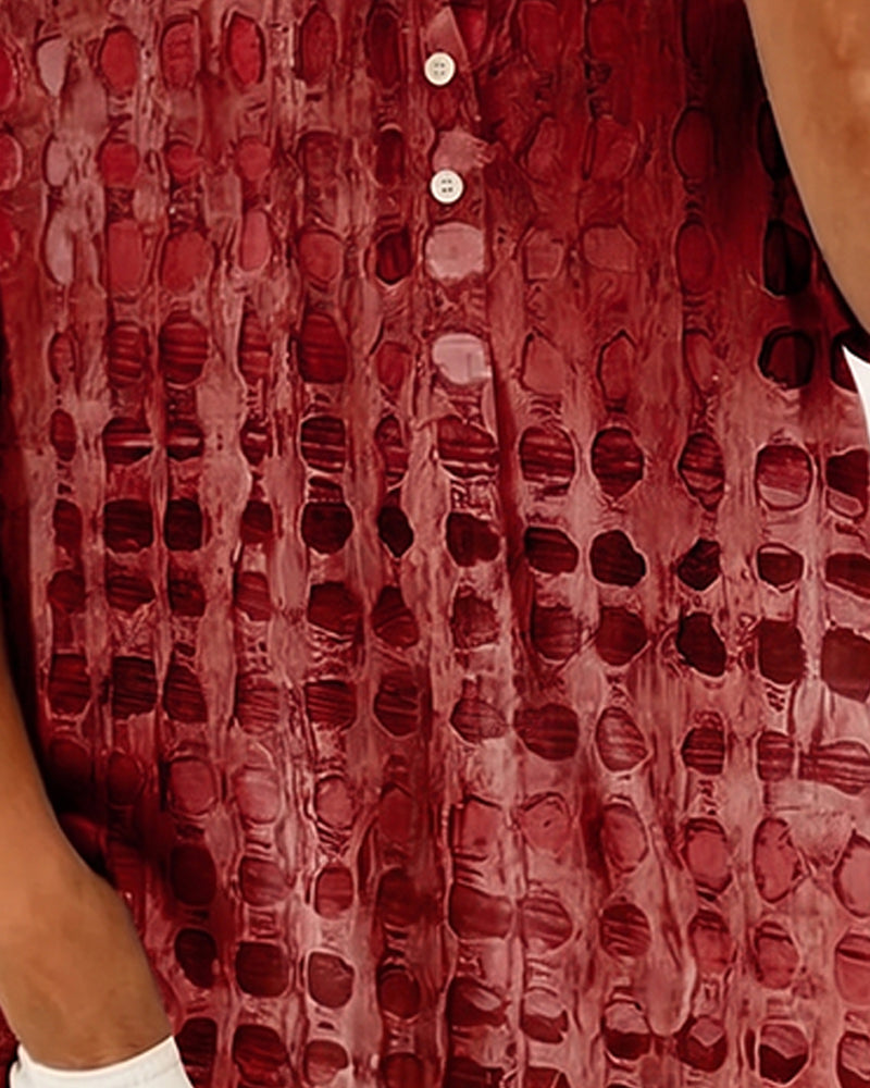 Blouse Imprimé Pois Bouton Demi-Patron