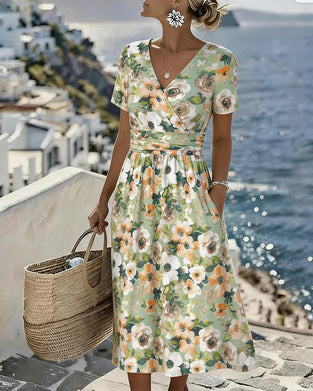 Robe Imprimé Florale Manche Courte