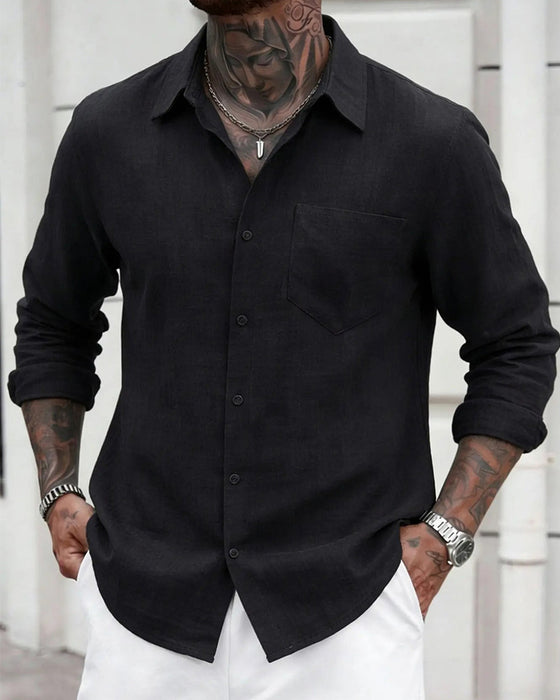 Chemises Unis Revers Poche
