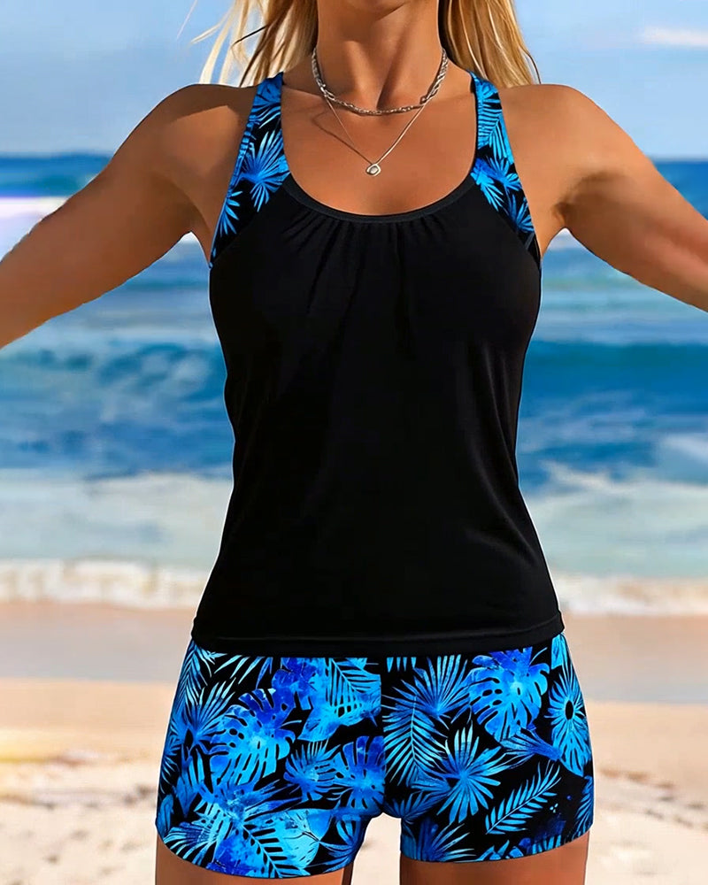 Tankini Débardeur Sans Manches Coupe Carrée