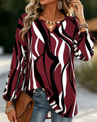 Blouse Col V Ligne Manche Bouffante