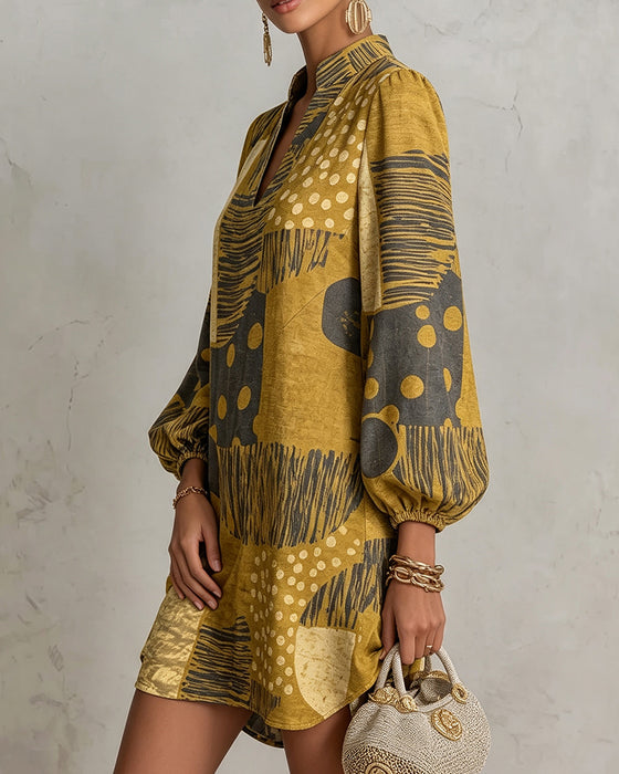Robe Décontractée Col‑V Imprimée