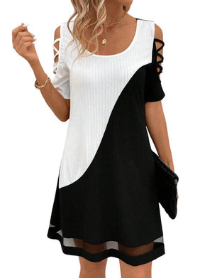 Robe Bloc Couleur Manches Courtes