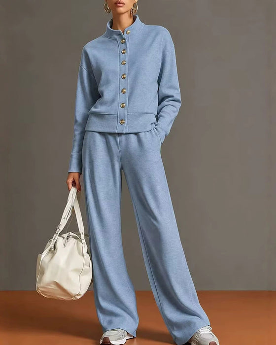 Ensemble Sweat À Capuche Bouton Pression Et Pantalon De Jogging